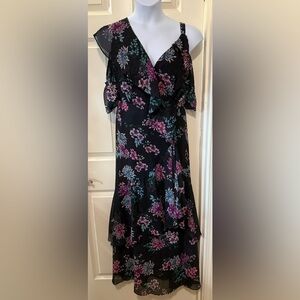 Lane Bryant Floral Layered Maxi Dress in Black and Multicolors